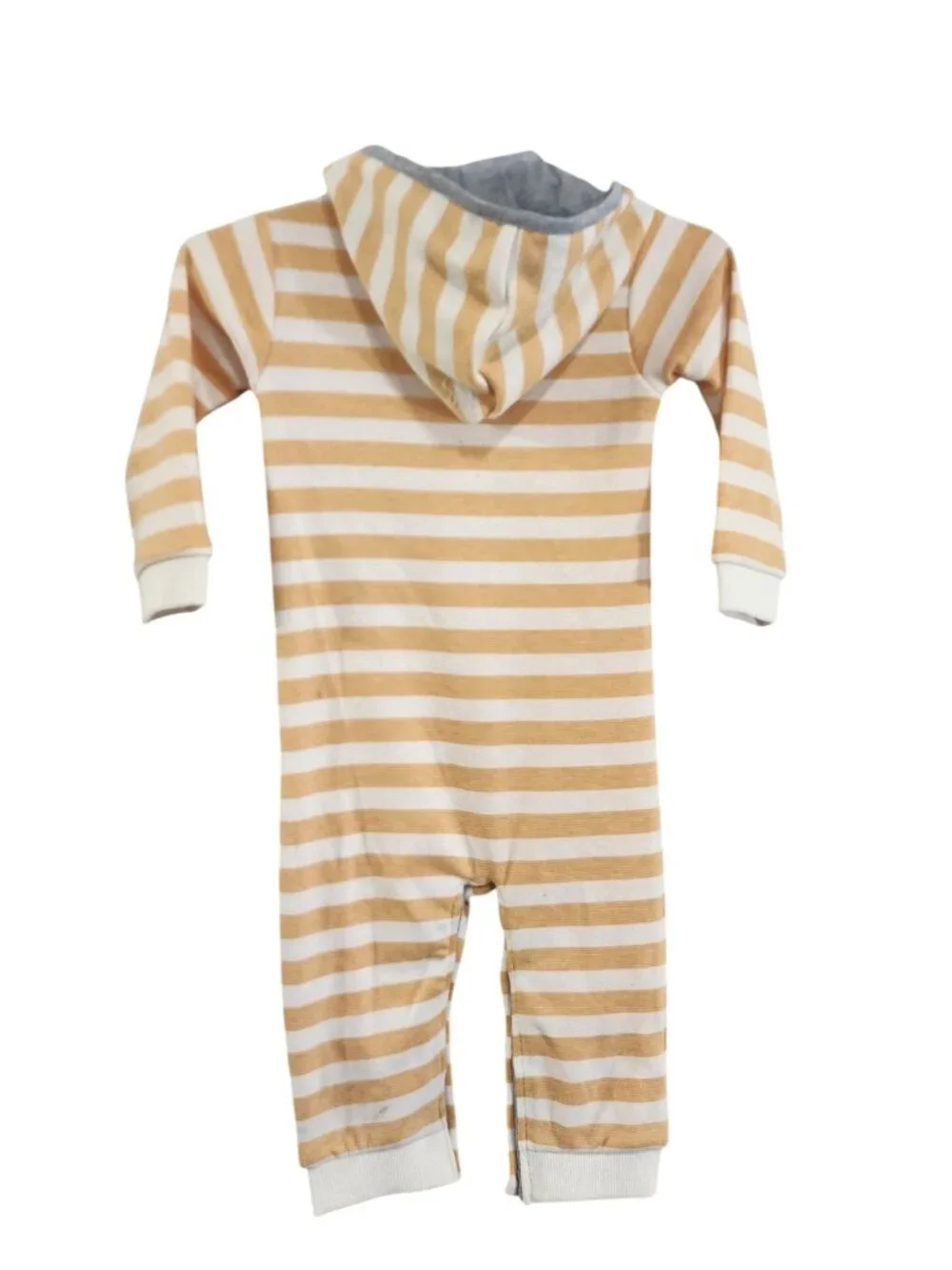 NWT - ME & HENRY Light Orange Stripe Hooded Romper - 100% cotton - Size 12/18m